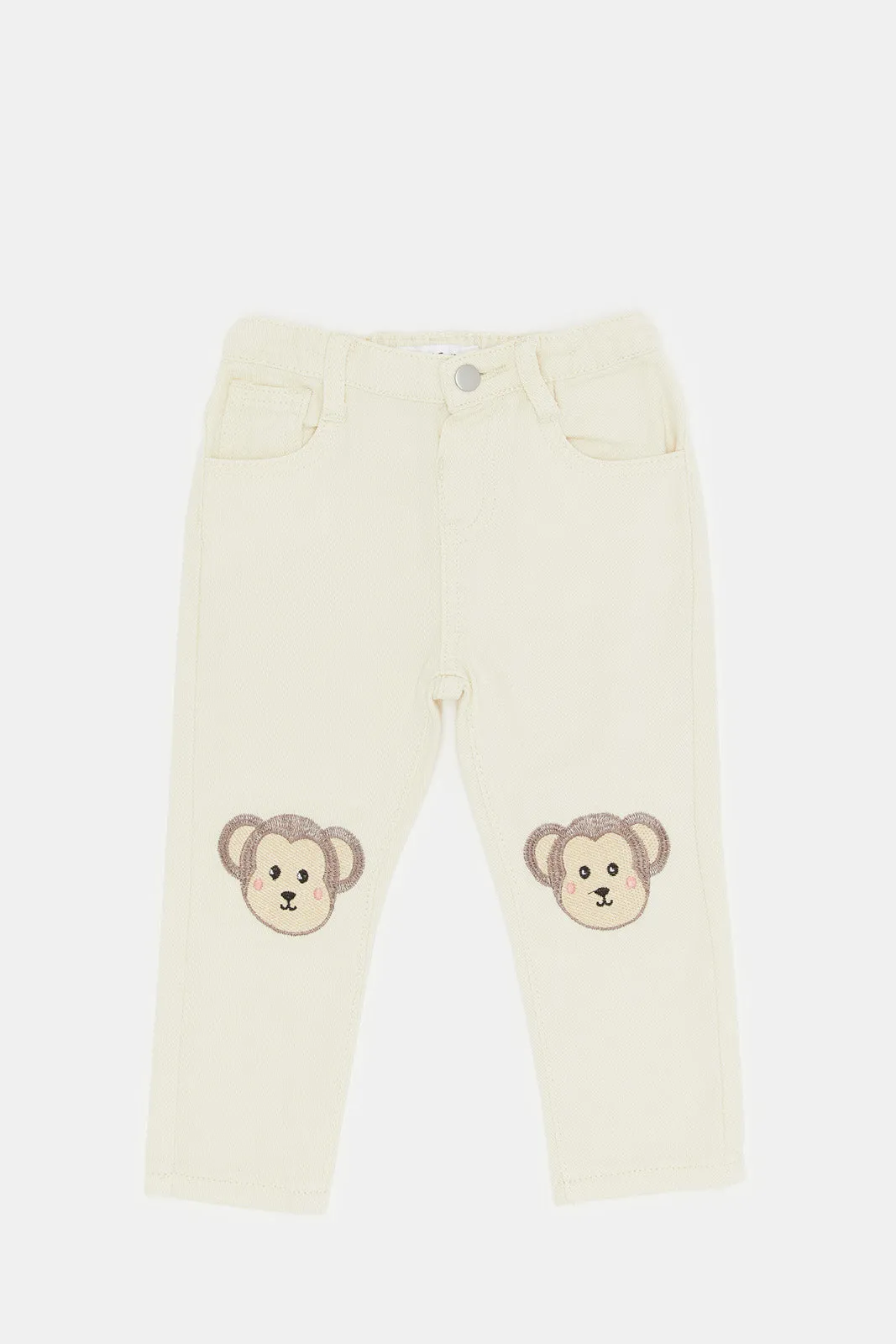Infant Boys Cream Monkey Novelty Jean