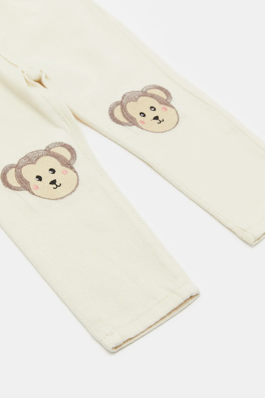 Infant Boys Cream Monkey Novelty Jean
