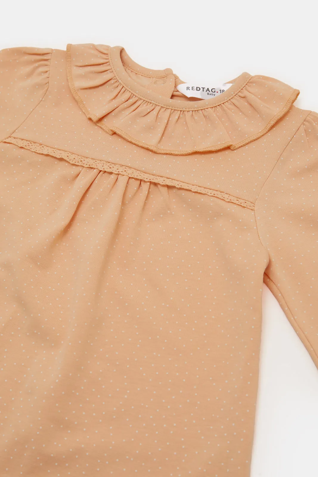 Infant Girls Peach Dotted Blouse