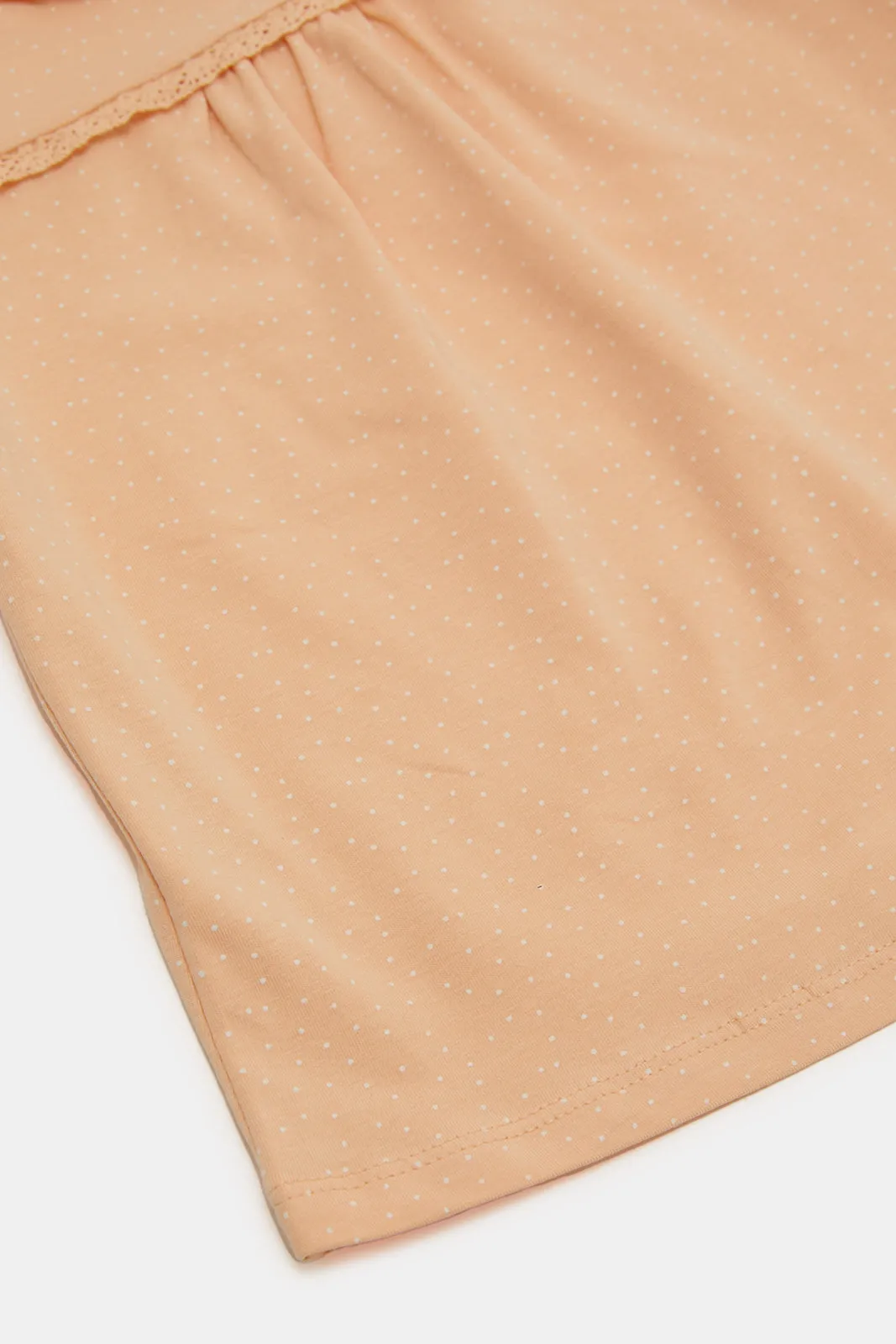 Infant Girls Peach Dotted Blouse