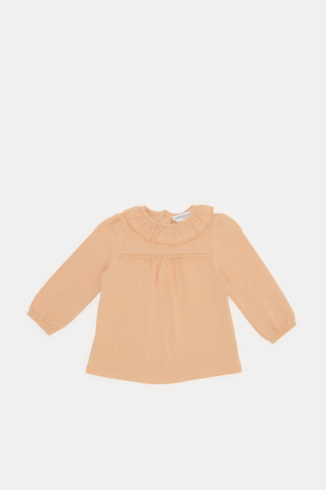 Infant Girls Peach Dotted Blouse