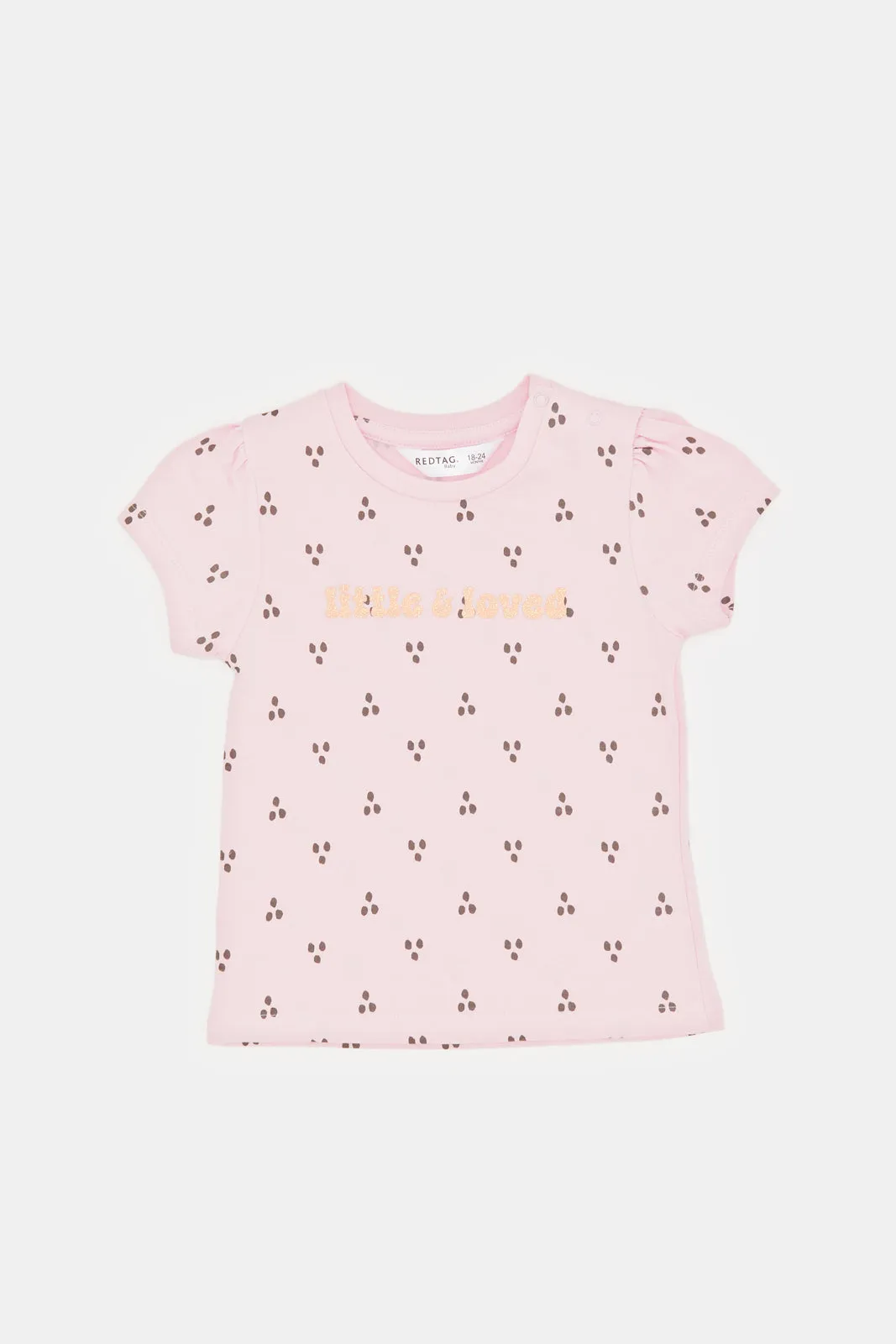 Infant Girls Pink Paw Print T-Shirt