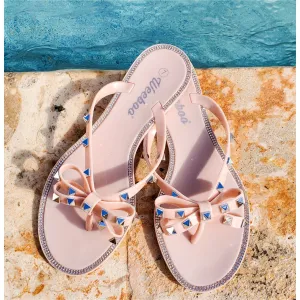 Jelly bow ivory sandals with studs