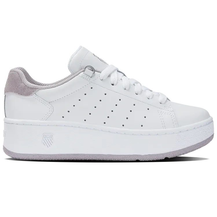 K-Swiss Women's Classic PF Platform Court Shoes in White/Raindrops/Silver