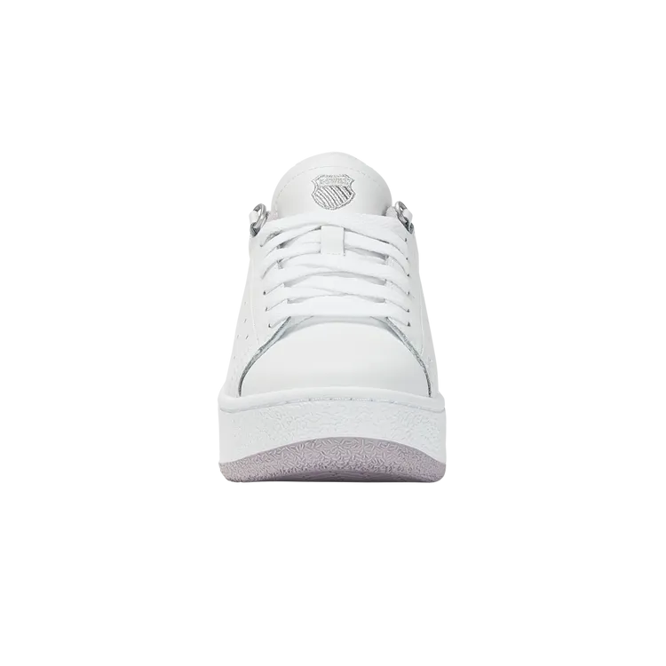 K-Swiss Women's Classic PF Platform Court Shoes in White/Raindrops/Silver