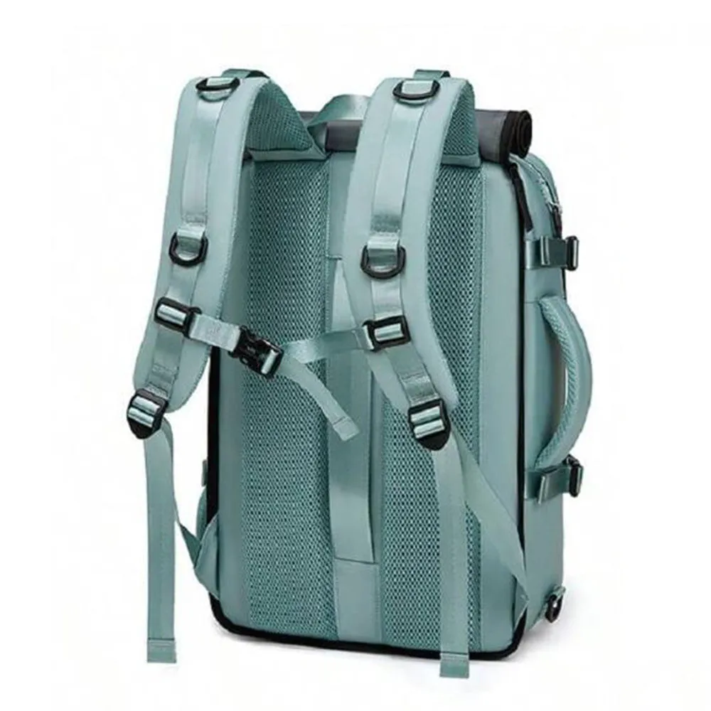 Large Travel Backpack Water Resistant Laptop Backpack Camping Rucksack With Separate Shoe Pocket Green