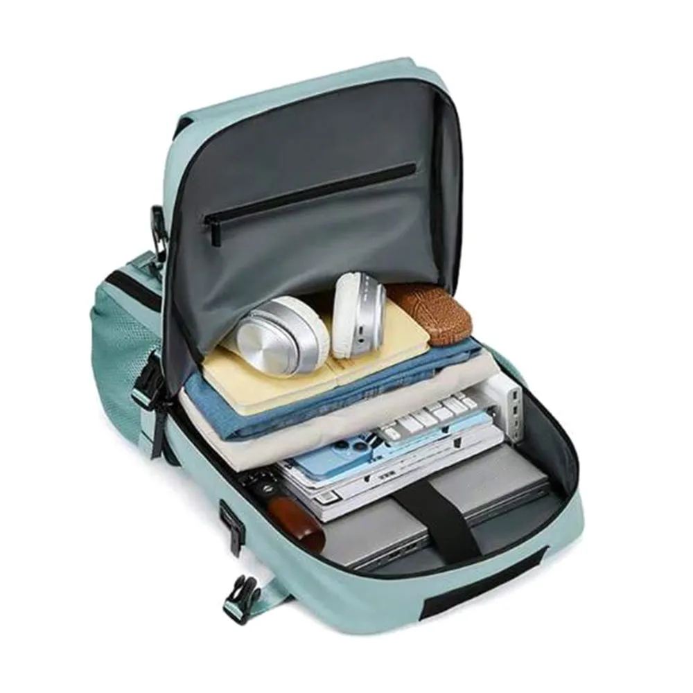 Large Travel Backpack Water Resistant Laptop Backpack Camping Rucksack With Separate Shoe Pocket Green