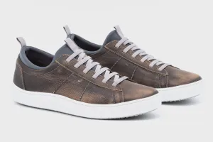 Martin Dingman Cameron Hand Buffed Pebble Grain Leather Sneakers / Old Clay