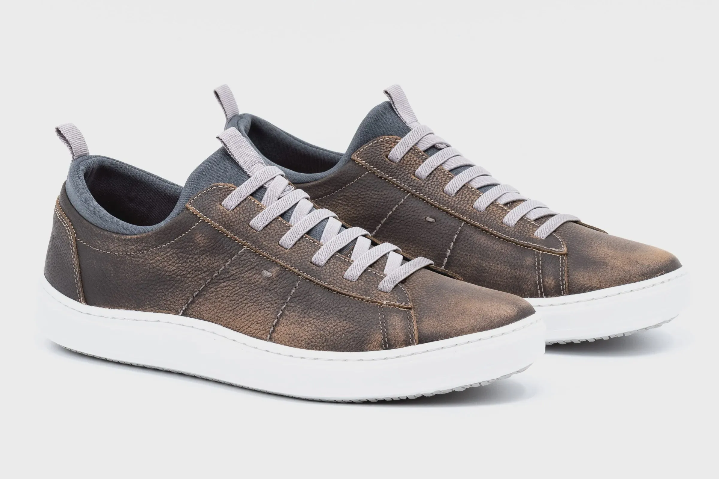 Martin Dingman Cameron Hand Buffed Pebble Grain Leather Sneakers / Old Clay