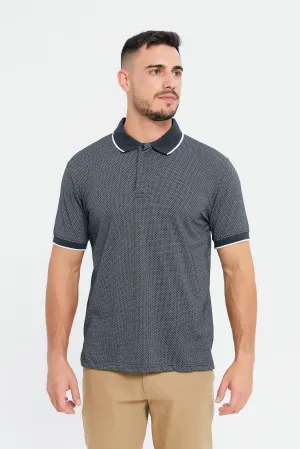 Men Grey Short Sleeved Polo Shirt