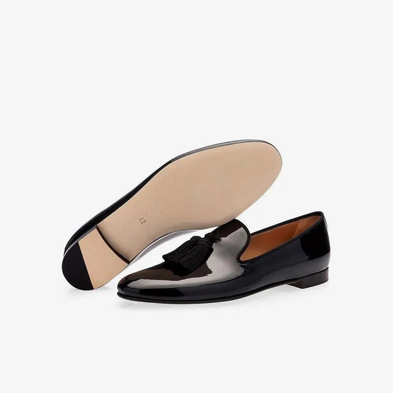Men's Black Patent Leather Tassel Loafers