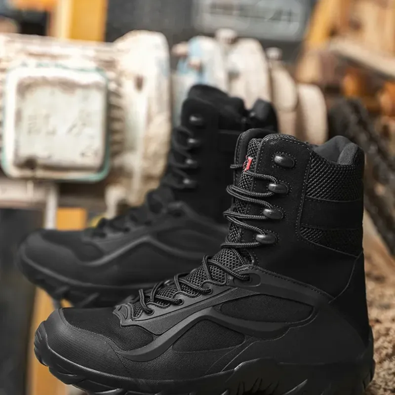 Men's boots with robust sole and breathable mesh design
