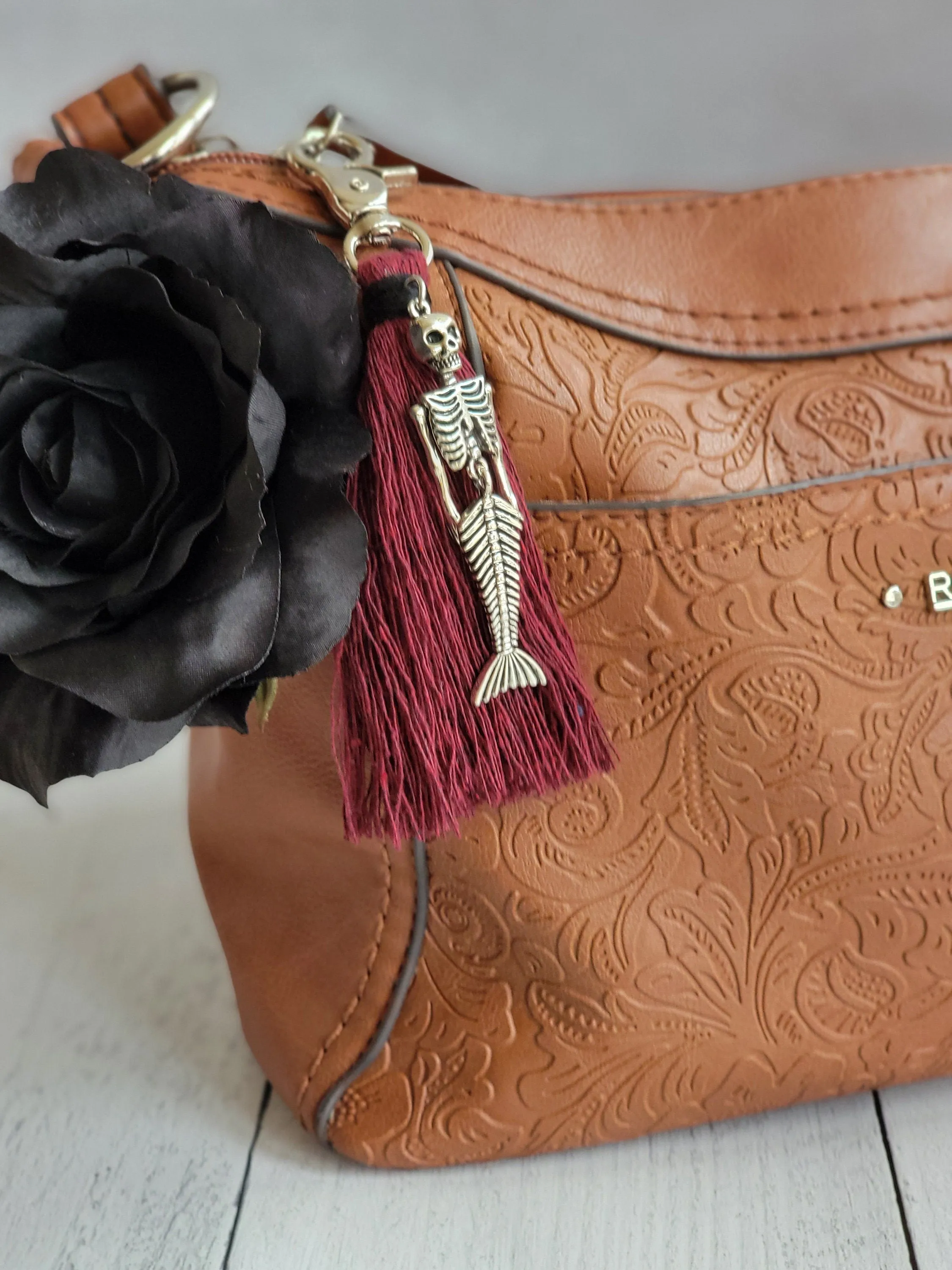 Mermaid Skeleton Bag Tassel, Halloween Purse Charm