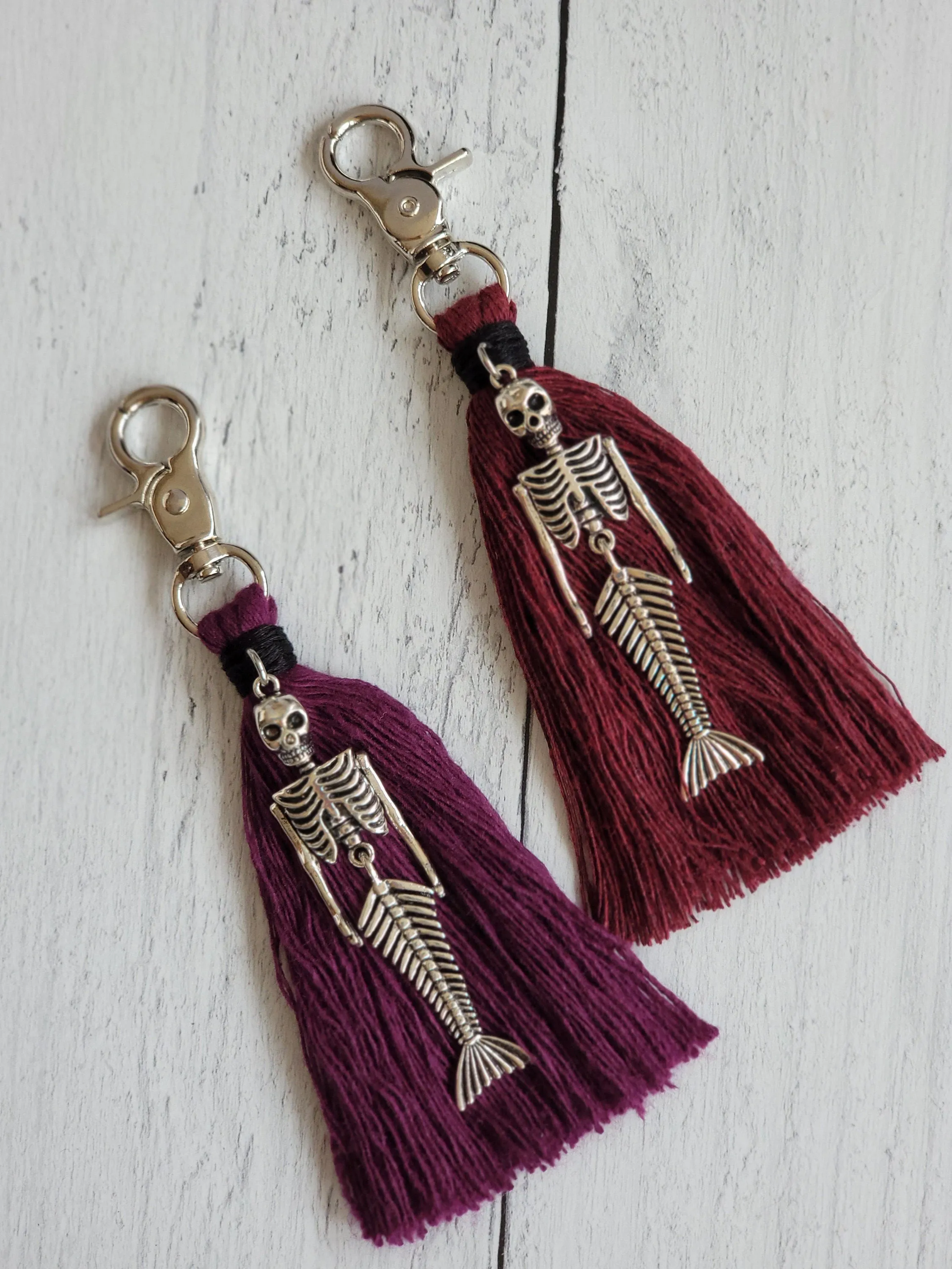 Mermaid Skeleton Bag Tassel, Halloween Purse Charm