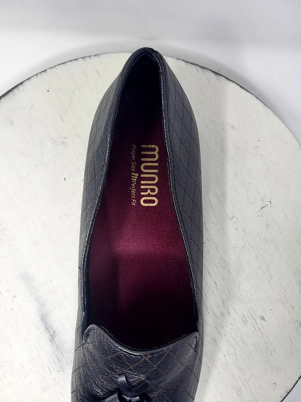 Munro Size 11 Gray & Brown Checkered Tassel Loafers