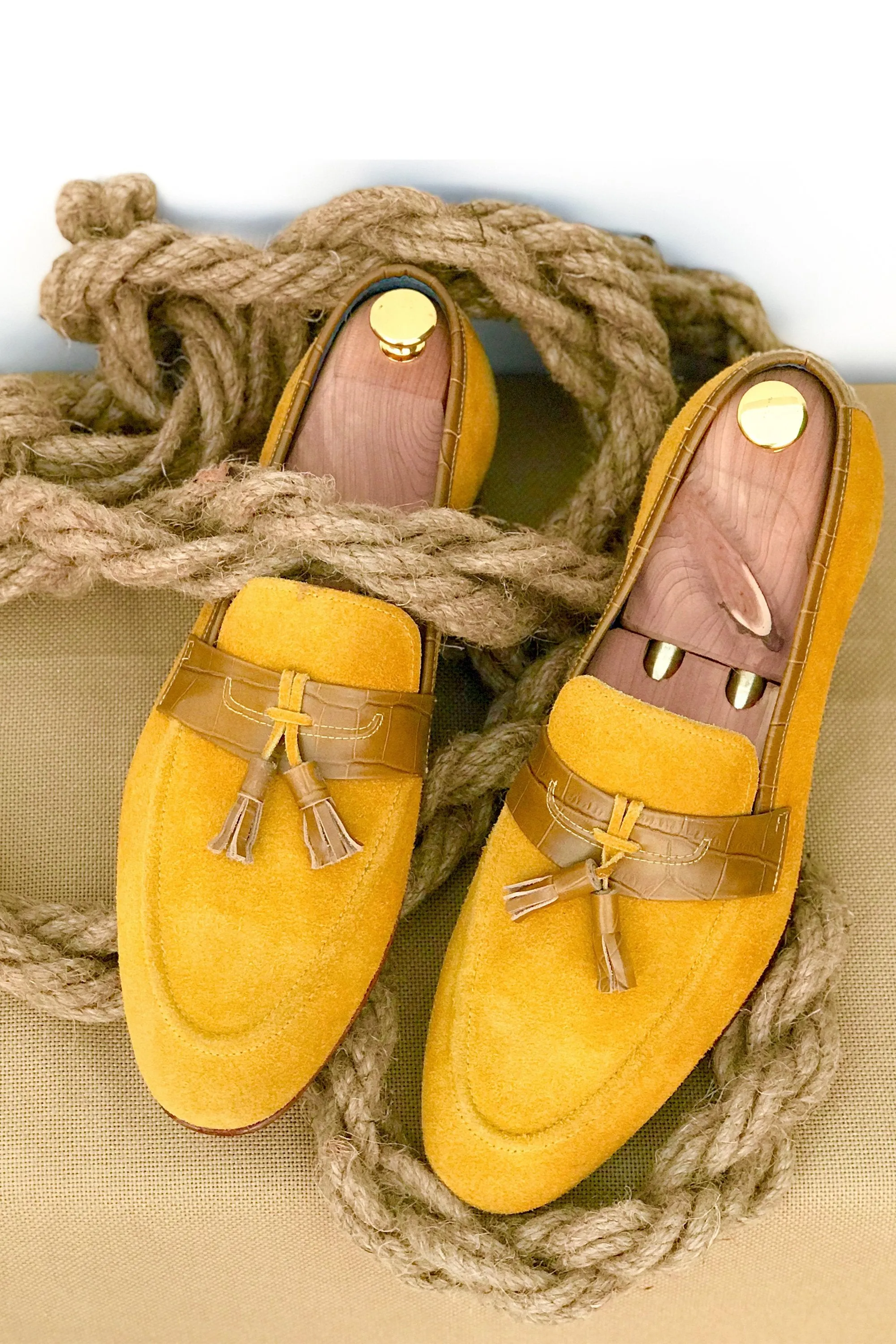 Mustard Yellow Suede Loafers
