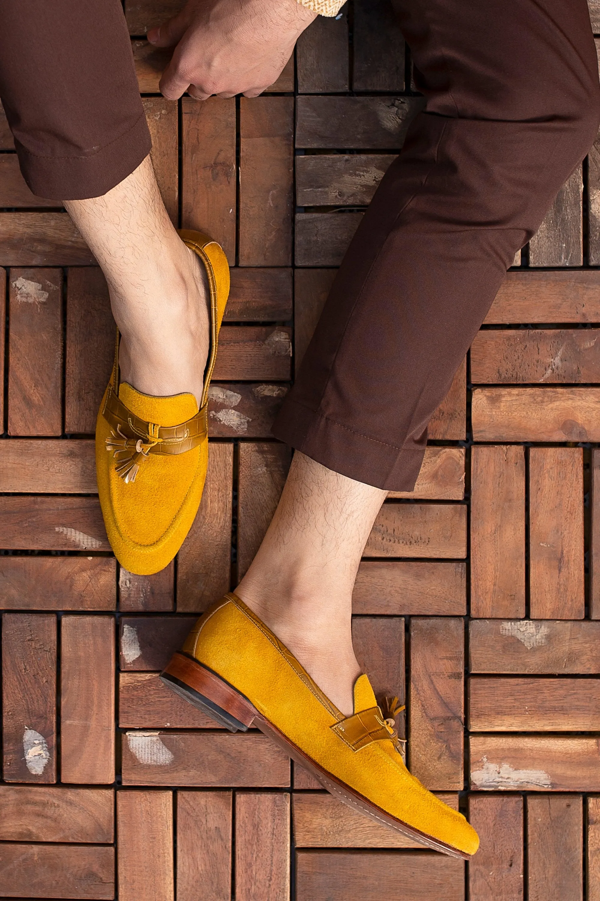 Mustard Yellow Suede Loafers