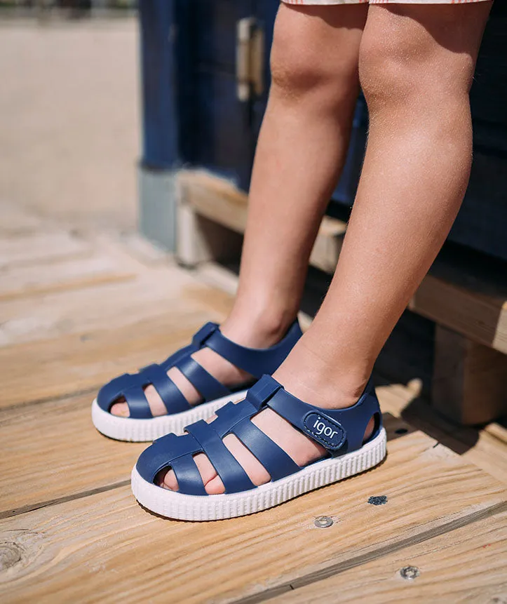 Nico navy with white sole fisherman jellie sandal