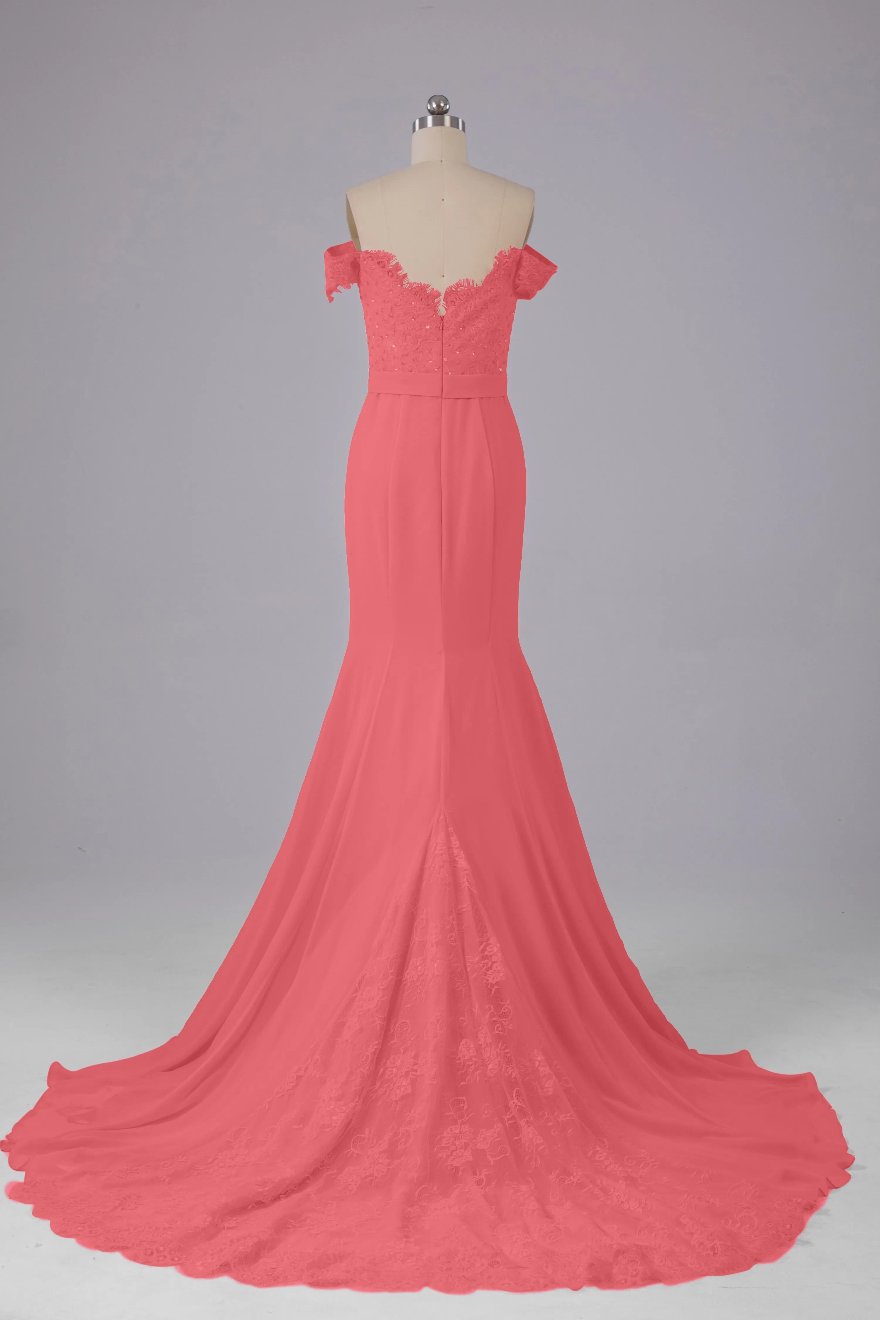 Off The Shoulder Hourglass Court Train Bridesmaid Dresses