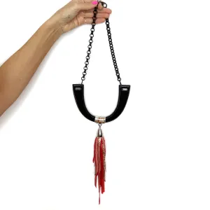 OG Tassel Necklace - Rose Gold/Red Fringe