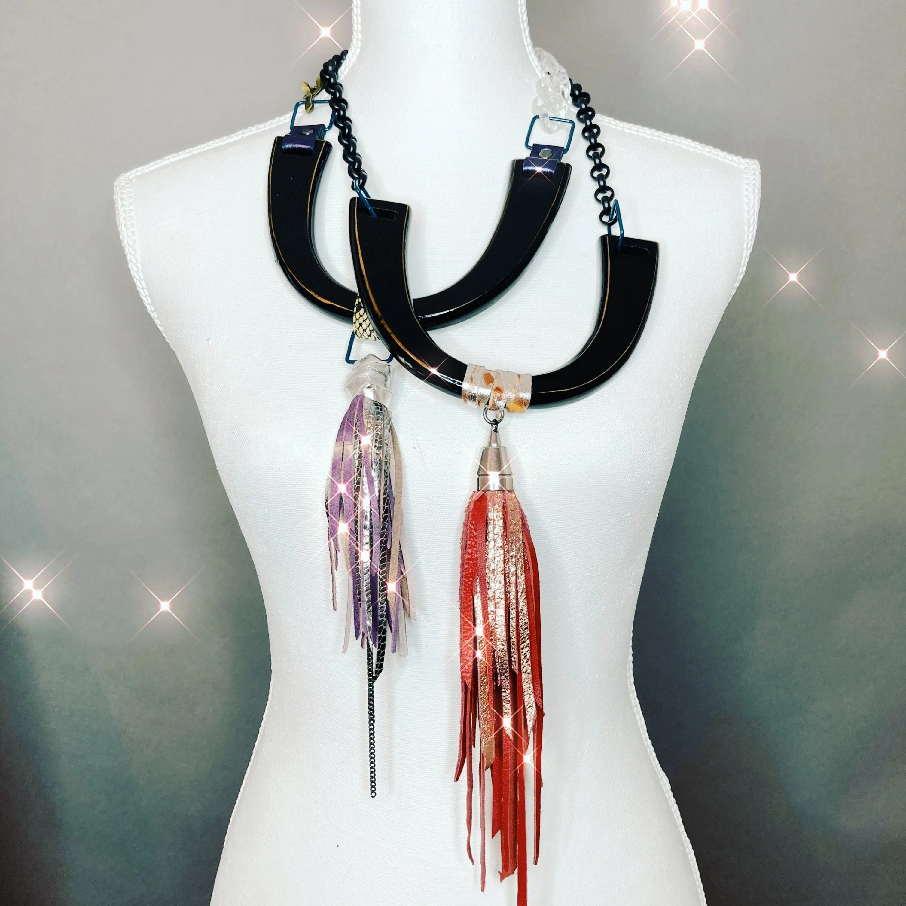 OG Tassel Necklace - Rose Gold/Red Fringe