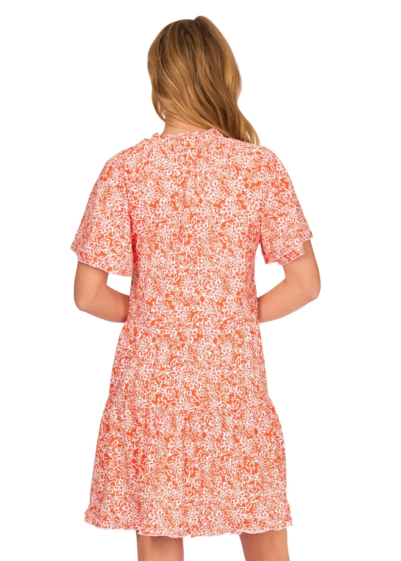 Orange Game Day Short Sleeve Tiered Dress