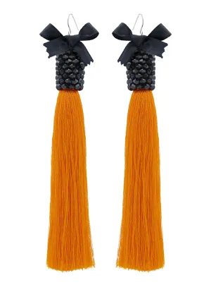 Orange Silk Tassel Earrings