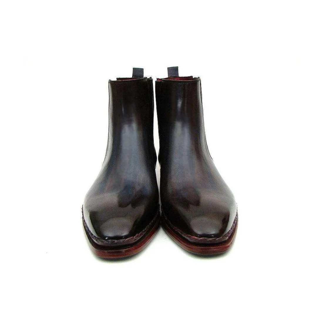 Paul Parkman Handmade Designer Shoes Men's Handmade Designer Shoes Chelsea Navy Burgundy Boots (PM5233)