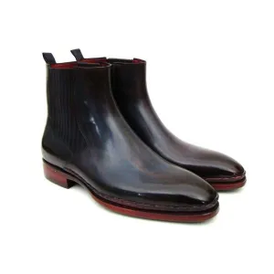Paul Parkman Handmade Designer Shoes Men's Handmade Designer Shoes Chelsea Navy Burgundy Boots (PM5233)