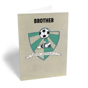 Personalised Football Boots Crest Card For Brother