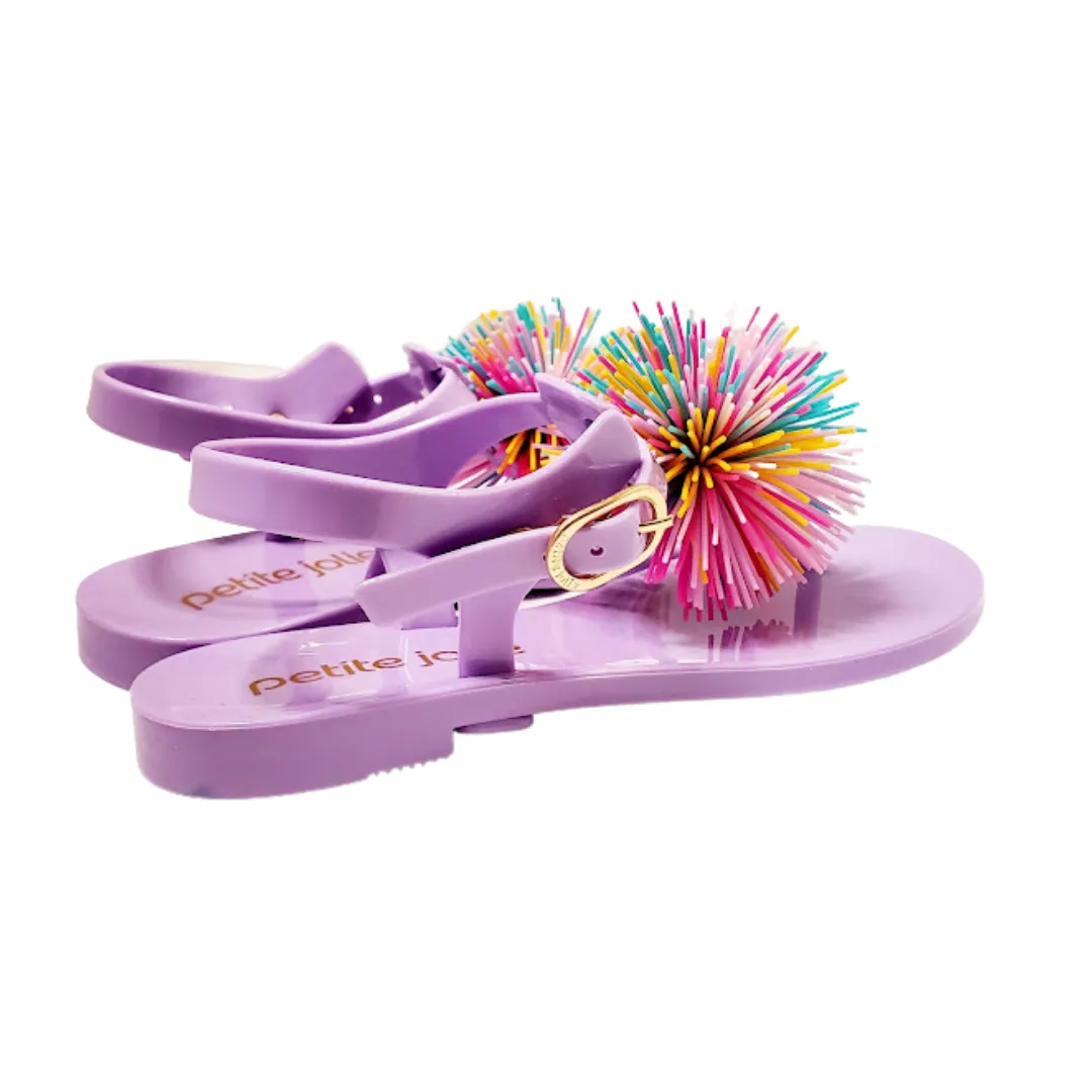 Petite Jolie Lavender Pom Pom Thong Sandals