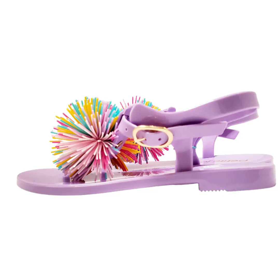 Petite Jolie Lavender Pom Pom Thong Sandals