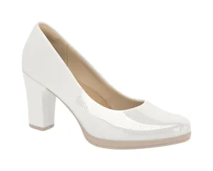 Piccadilly Ref: 130185 Business Court Shoe Medium Heel in Patent Lizzard White