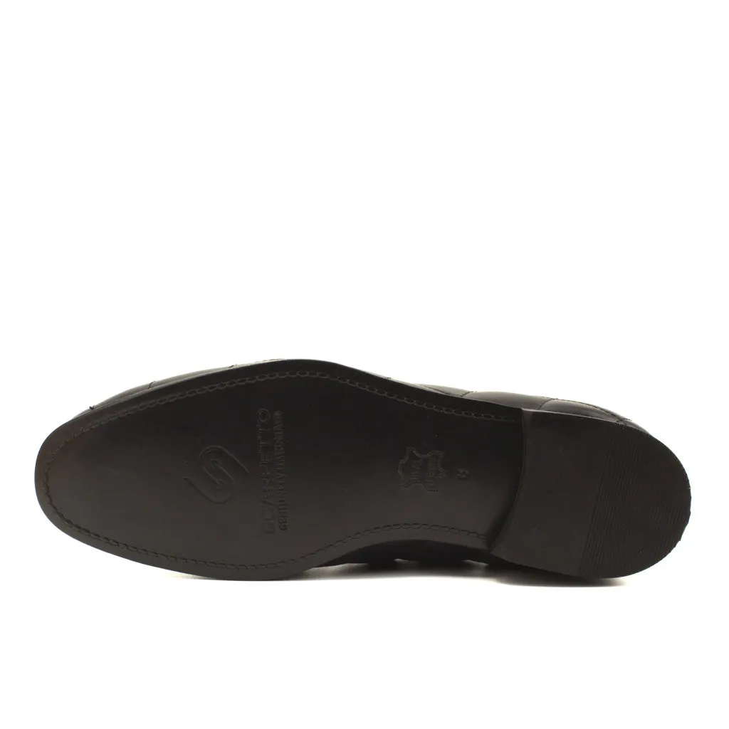Premium Quilted Leather Tassel Loafers in Black