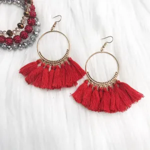 Red Tassel Earrings