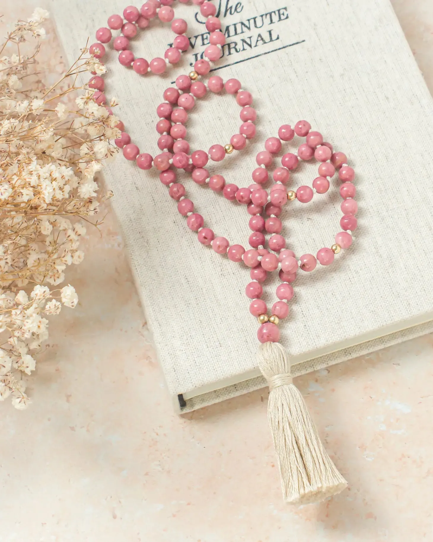 Rhodonite Mala Beads Necklace
