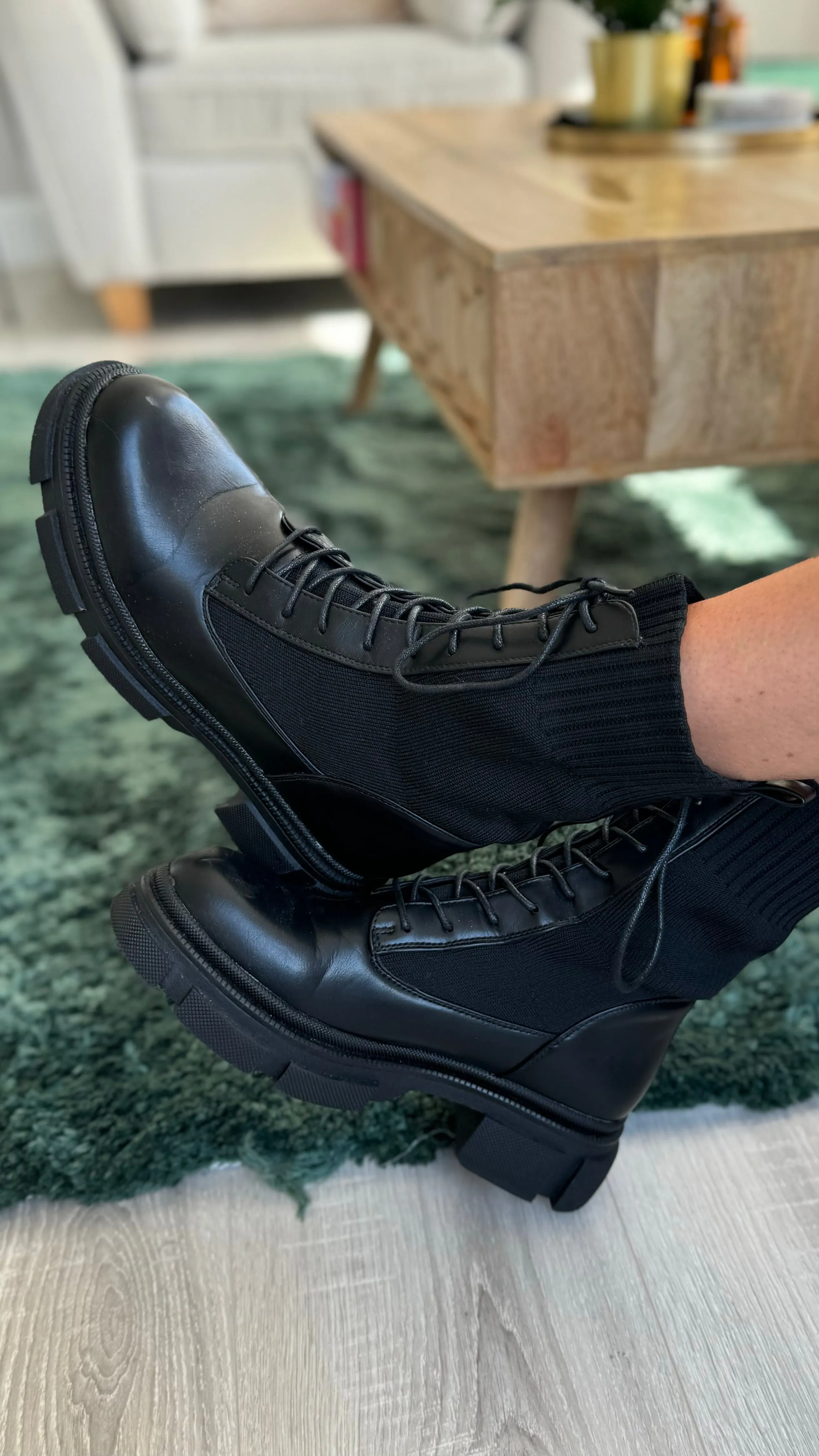 Roxanne Black Wedge Lace Up Ankle Boots