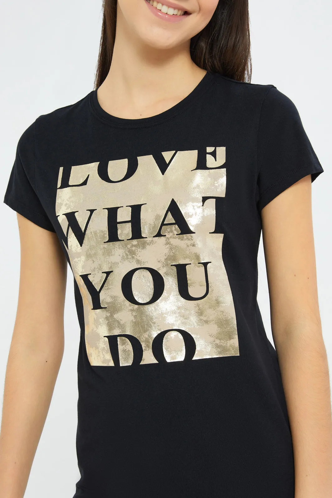 Senior Girls Black Love What You Do T-Shirt