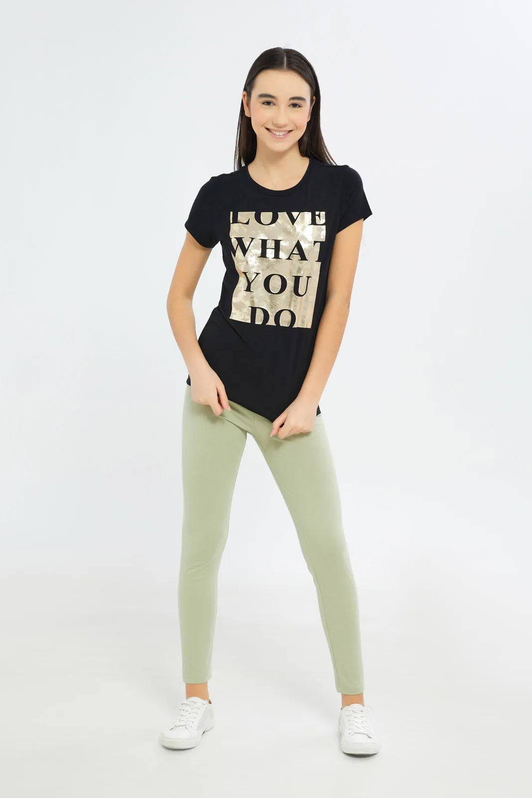 Senior Girls Black Love What You Do T-Shirt