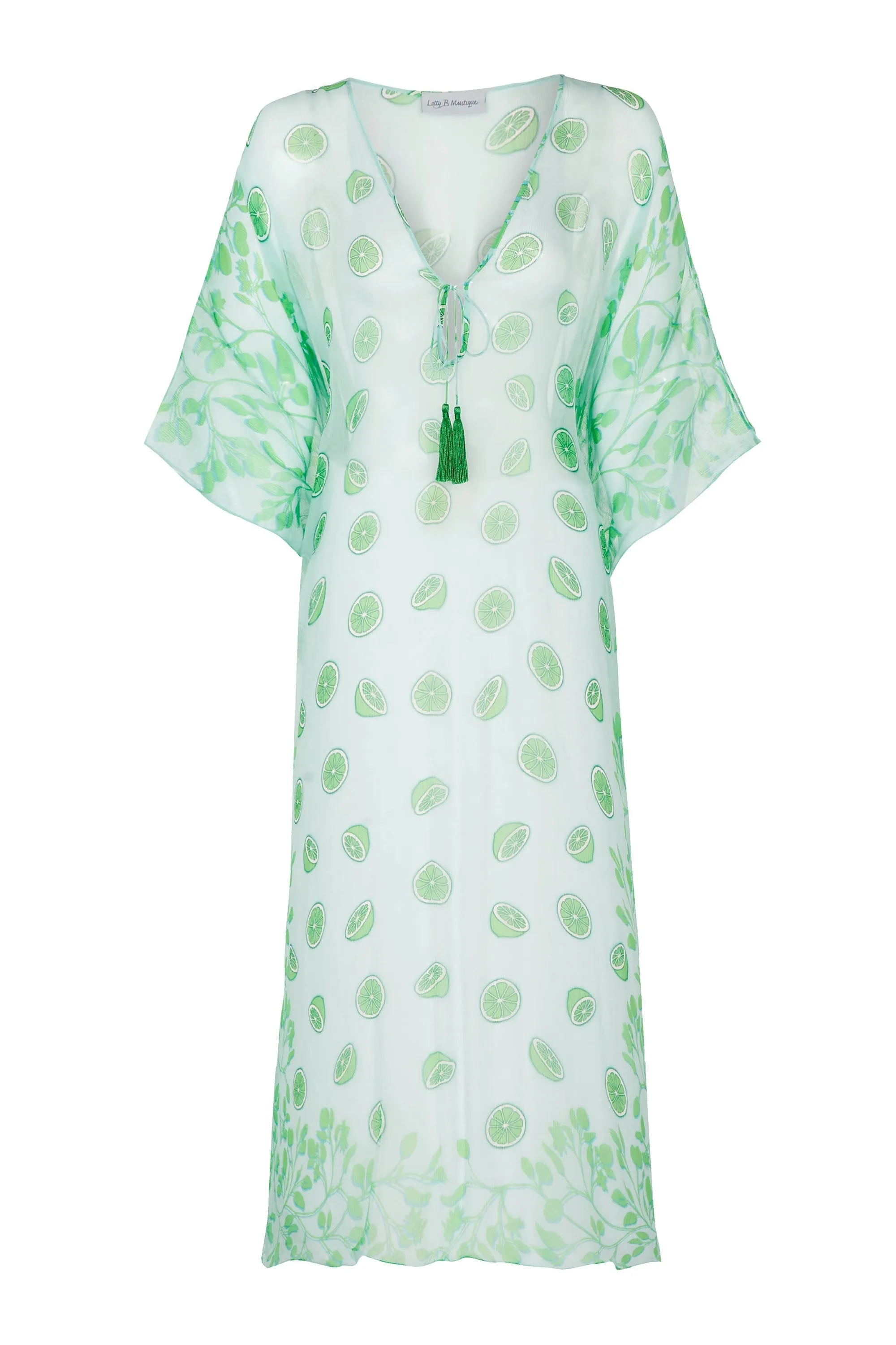 Silk Chiffon Ellie Kaftan LIME TREE