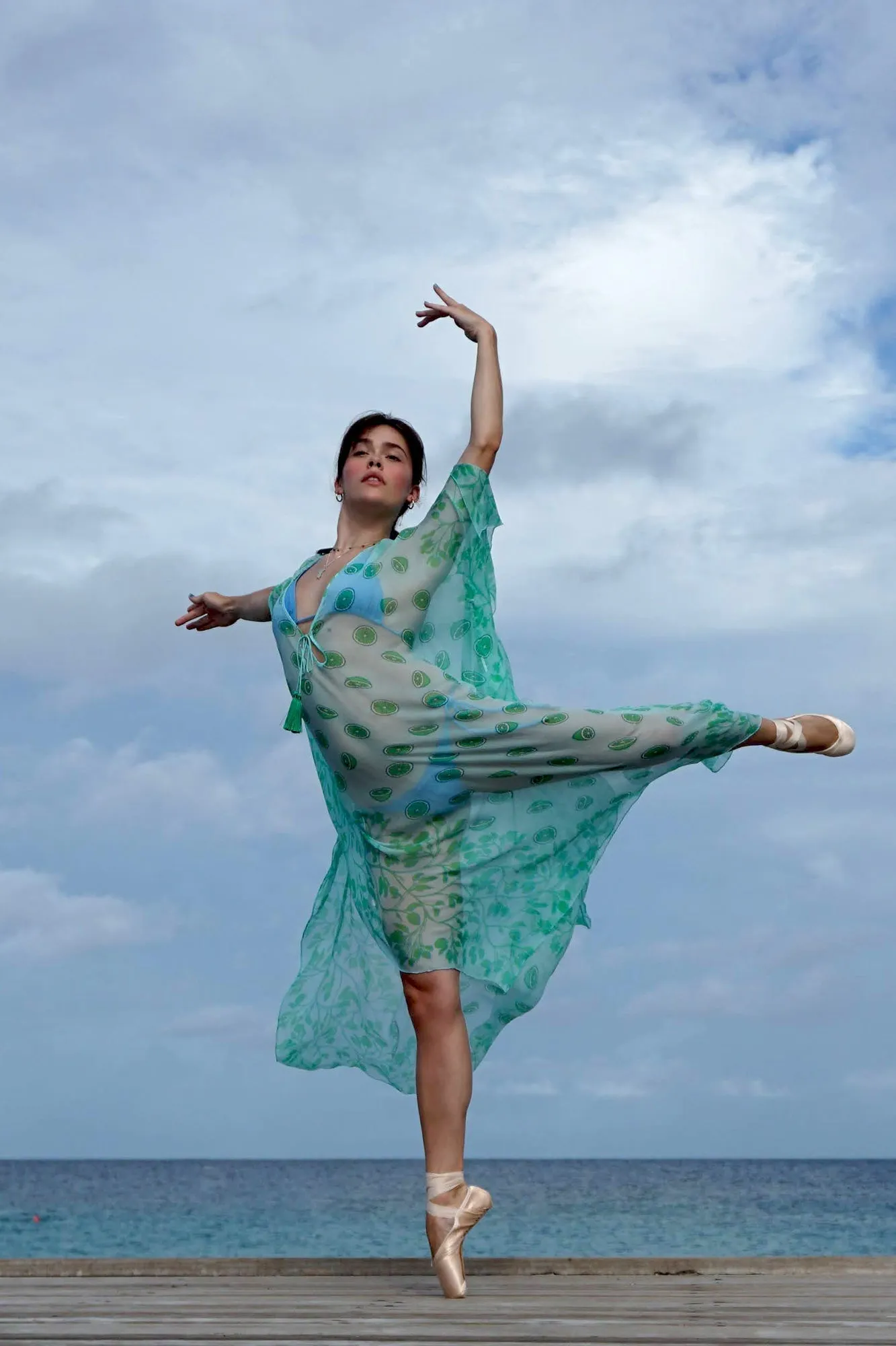 Silk Chiffon Ellie Kaftan LIME TREE
