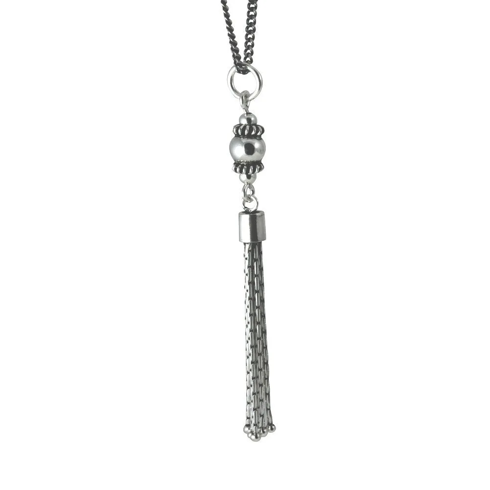 Sterling Silver Bali Style Tassel Pendant Necklace