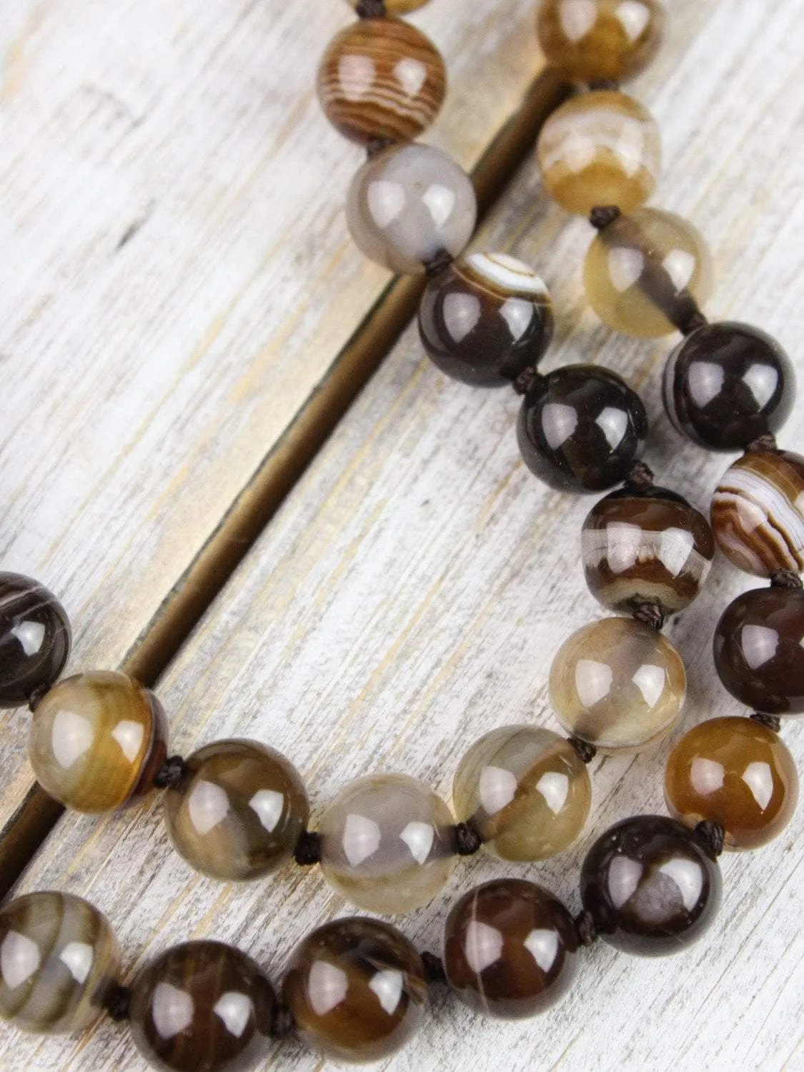 Strengthening Striped Agate Knotted Mala