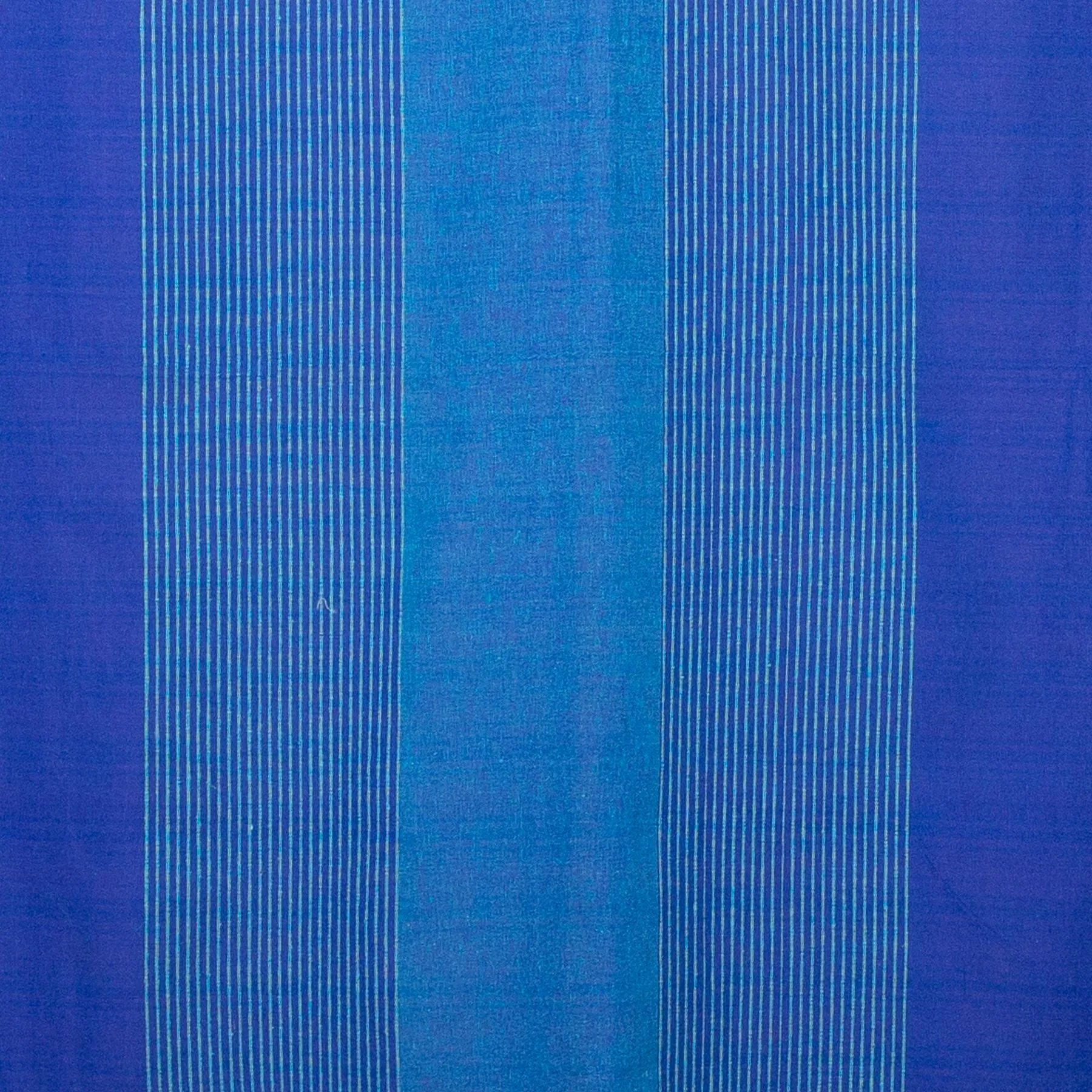 Striped Cotton Blanket With Tassel Edging - Cobalt
