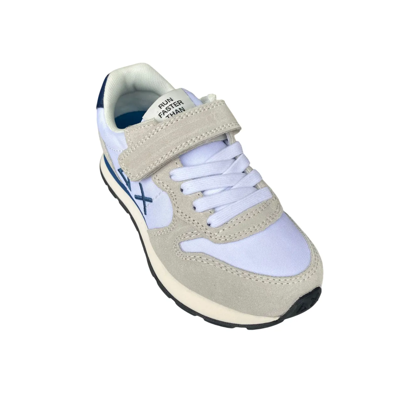 Sun68 scarpa sneakers da bambino con strappo e laccio elastico Tom Solid Z35301K 01 bianco