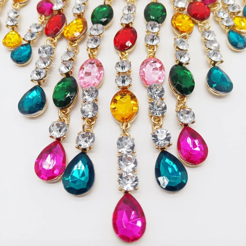 TEEK - Crystal Long Tassel Statement Necklace