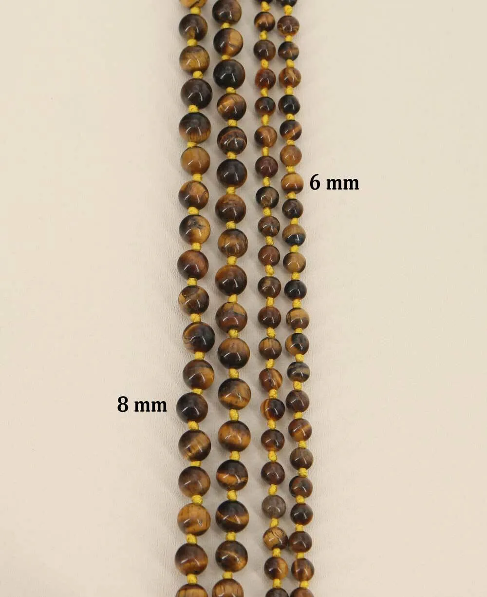 Tiger's Eye Meditation Mala, Knotted 108 Beads