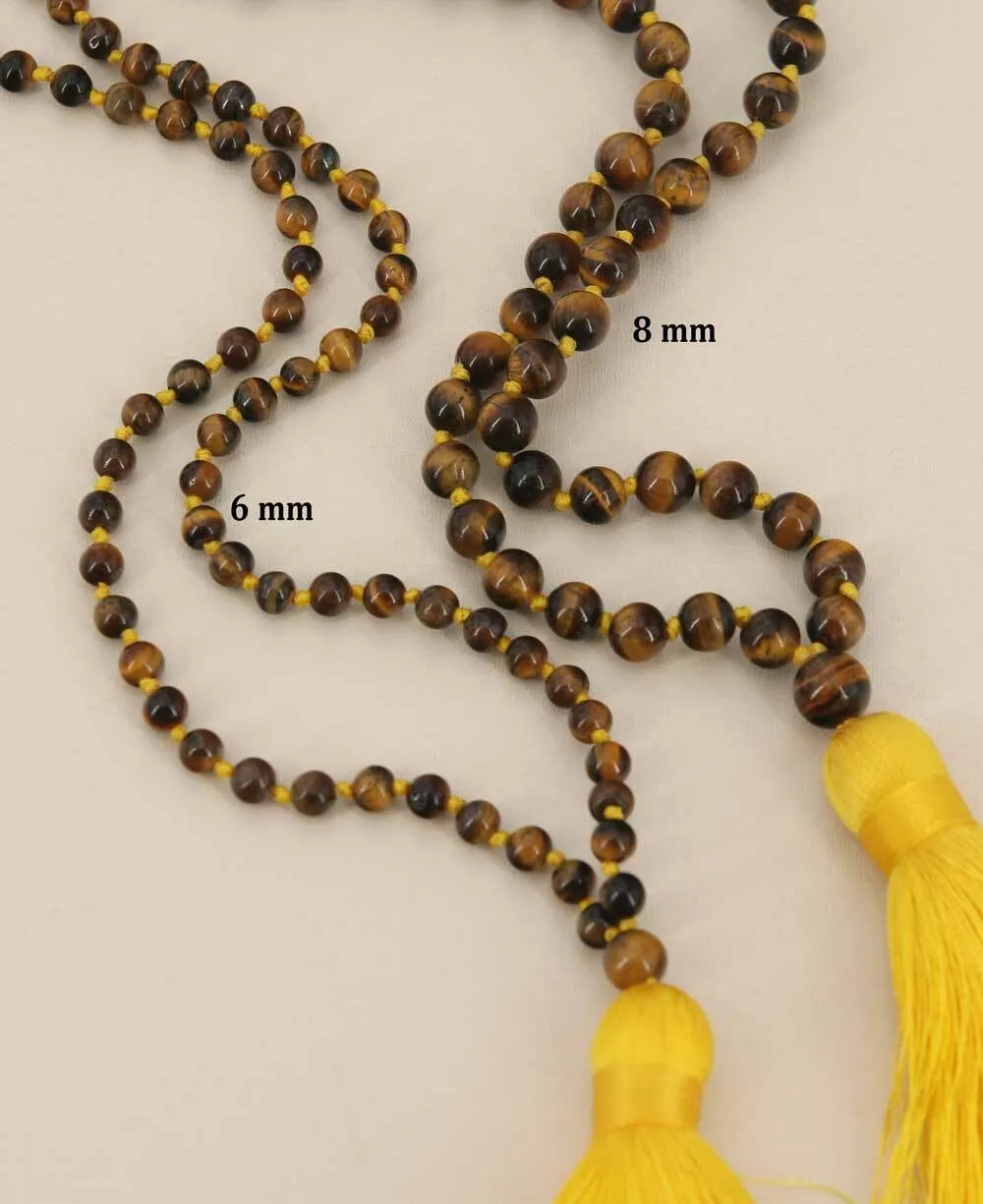Tiger's Eye Meditation Mala, Knotted 108 Beads