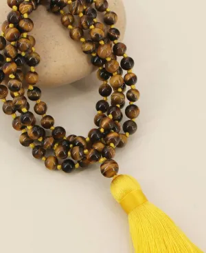 Tiger's Eye Meditation Mala, Knotted 108 Beads