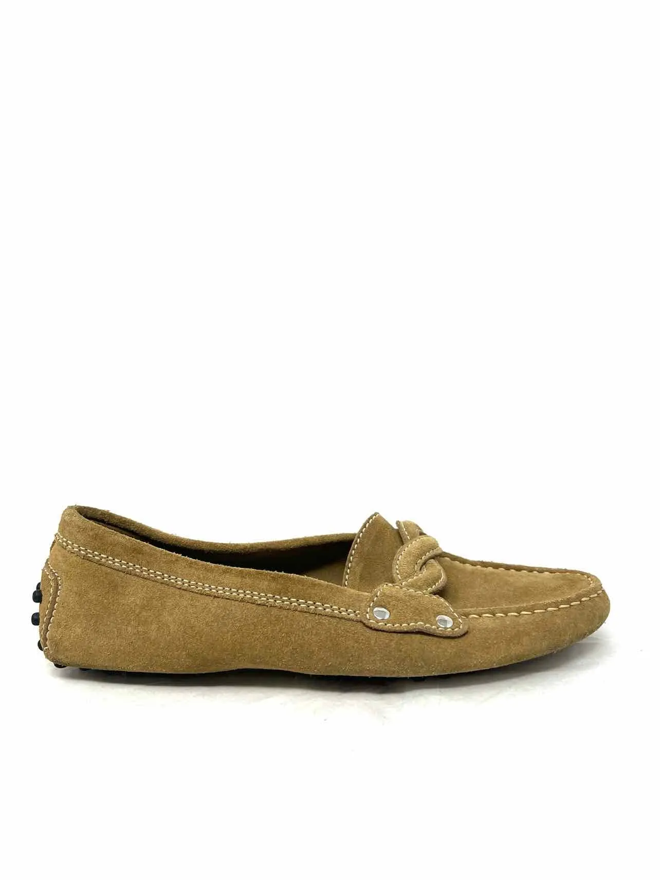 Tod's Size 7 Brown Braided Suede Shoes Loafers